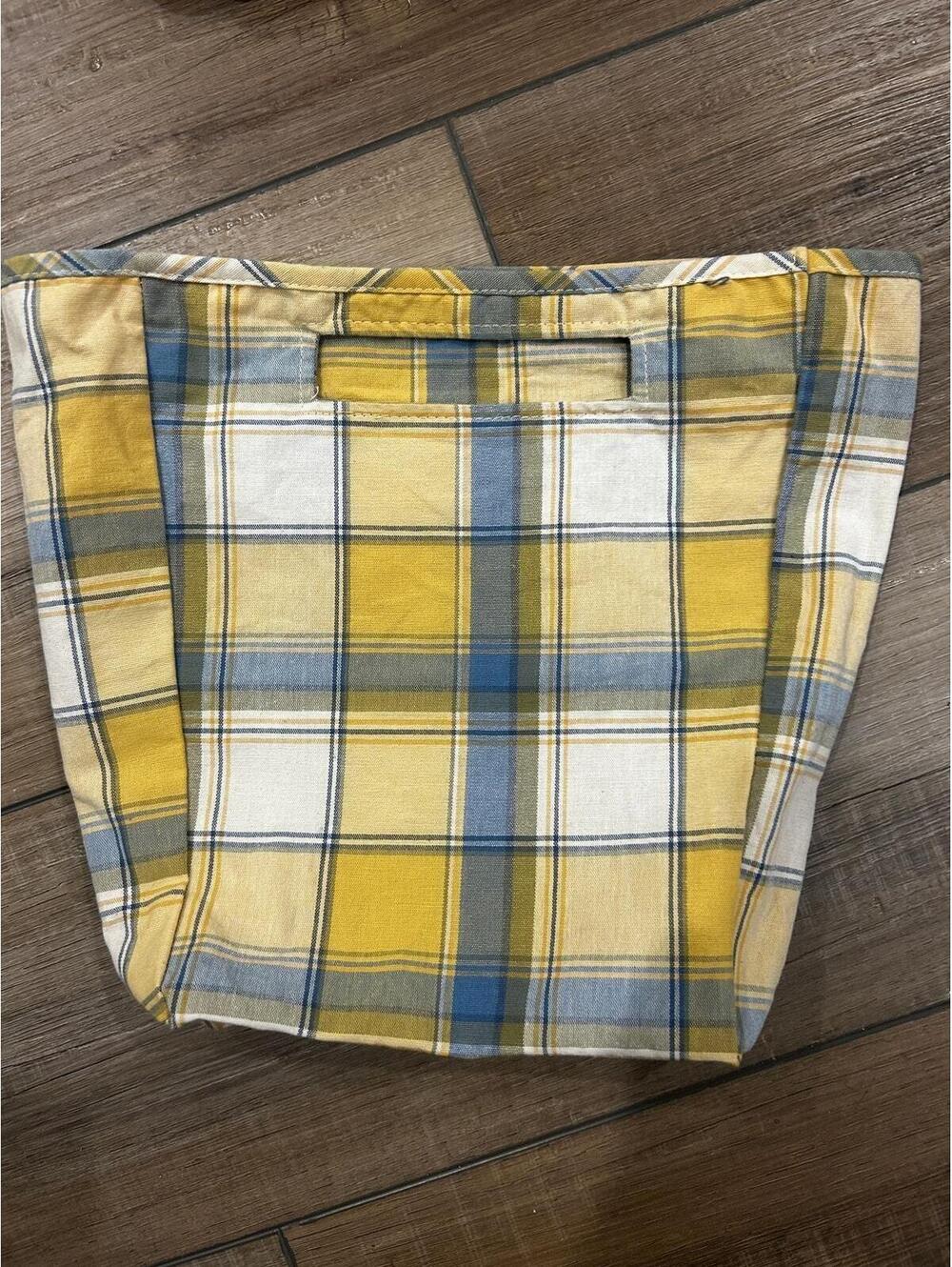 Longaberger Tall Key Basket CORNFLOWER PLAID Liner for  Over the edge